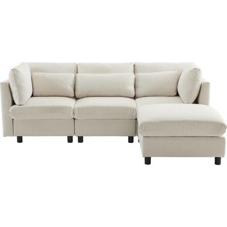 Canapé trois places en lin beige de 220.00 cm de long 83.00 cm de large 81.00 cm de haut ZIPSOFA (1/5)