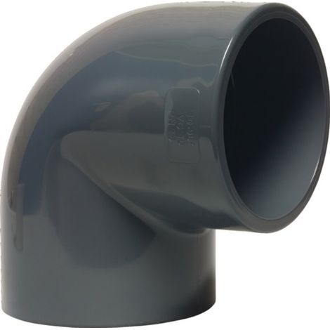 Mega Winkel 90° PVC-U 40 mm Klebemuffe 16 bar, grau (1/2)
