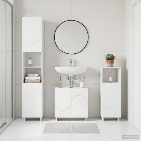 vidaXL Juego de Muebles de Baño 3 uds. Blanco Madera de ingeniería (1/5)