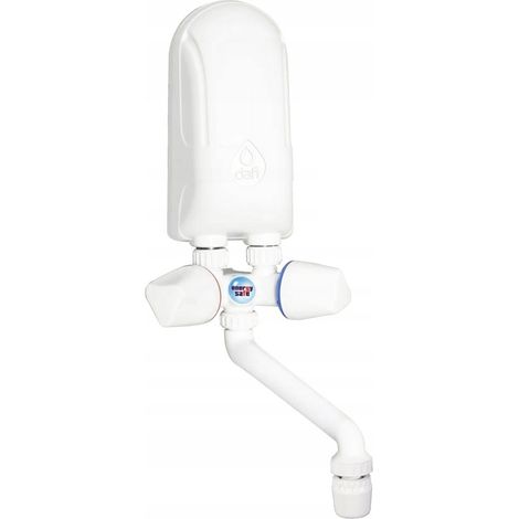 Chauffe-eau instantané de 3,7 kW pour installation au-dessus de l'évier avec robinet blanc