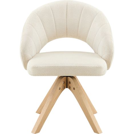 Set aus 2 drehbaren Esszimmerstühlen aus weißem Stoff mit Holzbeinen MODENUIT (1/5)