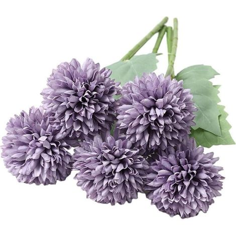 Set of 12 Artificial Decorative Flowers – Hydrangea Bouquets 28 cm, ideal for home, garden, and celebrations, Purple (1/3)