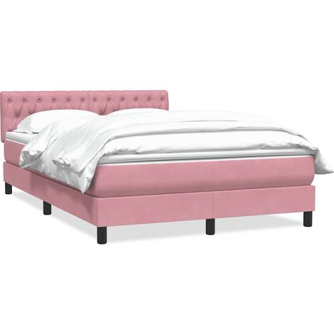 Maison Exclusive - Sommier à lattes de lit avec matelas rose 160x220 cm velours