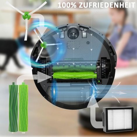 YMYNY Accessoires de remplacement de brosse pour iRobot Roomba i7 i7+ i3 i3+ i4 j7 E5 E6 E7, 1 paire de brosses principales, 4 filtres, 5 brosses latérales (1/4)