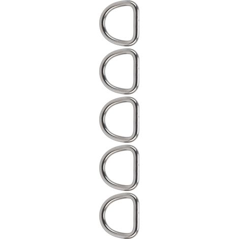 Lot de 5 anneaux en D en acier inoxydable 316, boucle demi-cercle sans soudure, accessoires de quincaillerie 6 x 33 x 30 mm (1/5)