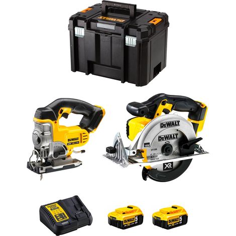Dewalt – Pack de 2 outils électroportatifs 18V – Scie sauteuse DCS331 avec moteur Brushless – Scie circulaire DCS391 avec frein électronique