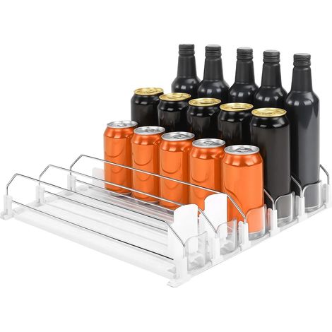 M.J COMFY-LIFE Automatic Can Dispenser for Refrigerator, Can Self-Loading Soda Beer Organizer with Adjustable Width & Push-Button Release, Fridge Organizer for 330-500ml Cans, Easy Assembly (5 Rows) (1/5)