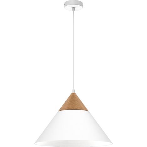 Suspension blanche conique Ø39 bois Single Luminex E27