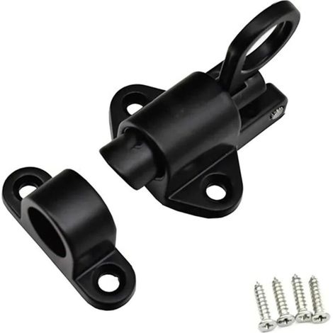 Loquet de sécurité à ressort pour portes, fenêtres et placards en bois (noir) (1/4)