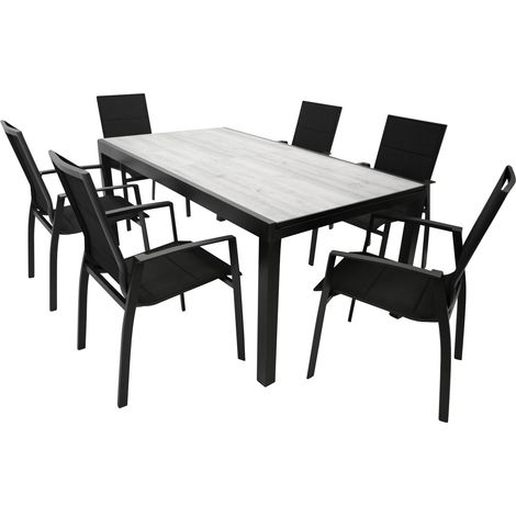 Garnitur FARO 7-teilig, Aluminium + Kunstgewebe schwarz (1/5)