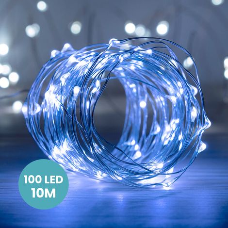 Guirlande 10 M Argent 100 Micro LED Blanc Froid (1/2)