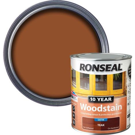 Ronseal 10 Year Exterior Woodstain in Teak – 750ml, Long-Lasting Weatherproof Finish