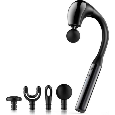 Pistolet de massage avec manche allongé, outil de massage du dos, massage en U (noir mat)