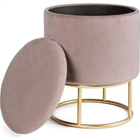 Sgabello con struttura metallo oro contenitore rosa cm 45 h (1/5)