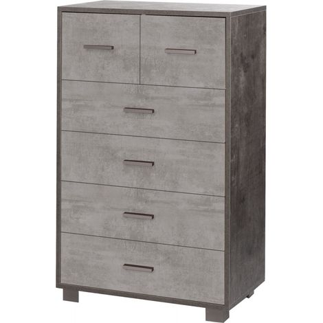 Mobile 4 + 2 Cassetti 70L x 41P x h112 – Finitura Nero Opaco e Cemento – Sarmog (1/3)