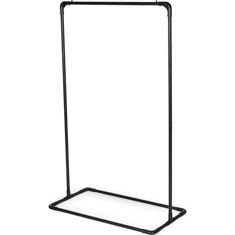 Portant à vêtements métal noir 100 x 46 x H.160 cm – Structure époxy noir mat – 2 embouts bloque-cintres – Montage facile – Compactor (1/5)