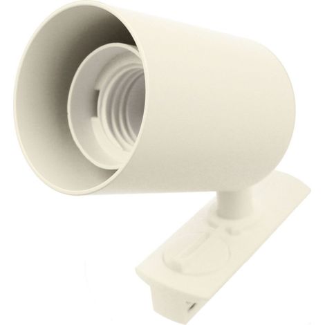 Porta Faretto da Binario Monofase, Attacco E27 orientabile e ruotabile, Max 50W 220V, Bianco
