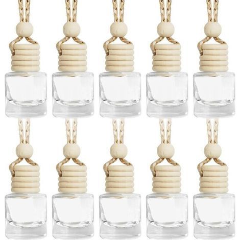 10er-Pack Auto-Diffusoren, leere Auto-Diffusoren, Auto-Parfüm-Diffusoren, Auto-Diffusoren für ätherische Öle, leere Parfüm-Diffusorflaschen, geeignet für alle Autos (rund, 10 Stück) (1/5)