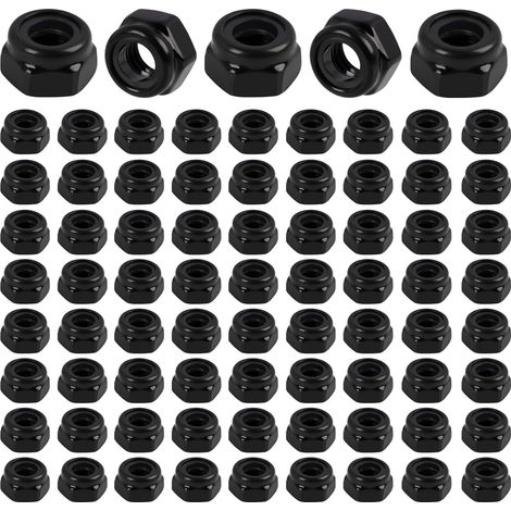 50 pcs Ecrou M5 Inox, Écrous Hexagonaux Noirs avec Anneau Nylon, Écrou Frein Autobloquant Antirouille en Acier Inoxydable, Écrou Hexagonal Fileté pour Machines, Meubles et Projets Industriels (1/5)