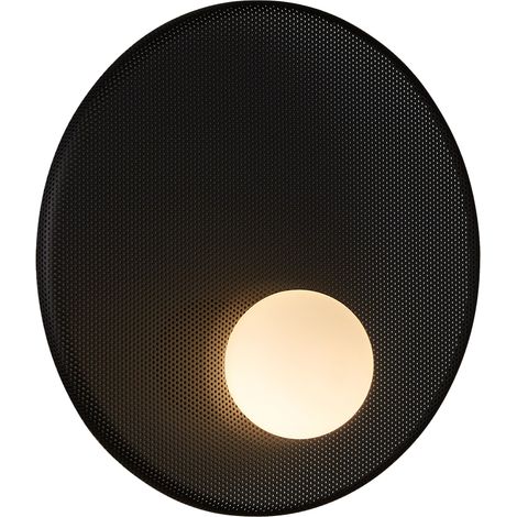 Leds C4 Trip - Aplique de Pared Interior Ø300mm E14 Aluminio y Acero Negro con Difusor de Cristal Opal (1/2)
