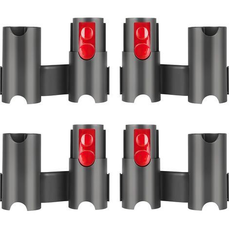 4 Pièces Support D'accessoires pour Dyson Aspirateur, Robuste et Facile à Utiliser, Support de Rangement pour Dyson Aspirateur, Large Compatibilité, pour Dyson V7 V8 V10 V11 V15 (Noir + Rouge) (1/5)