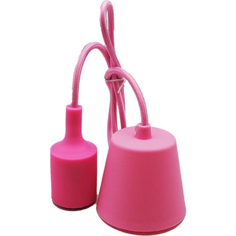 Portalámparas, cable y florón de silicona (12 colores)  Rosa (1/2)