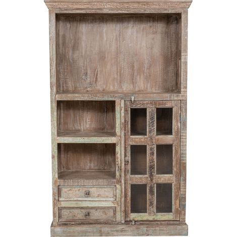 Bibliothèque en bois massif recyclé avec finition antique