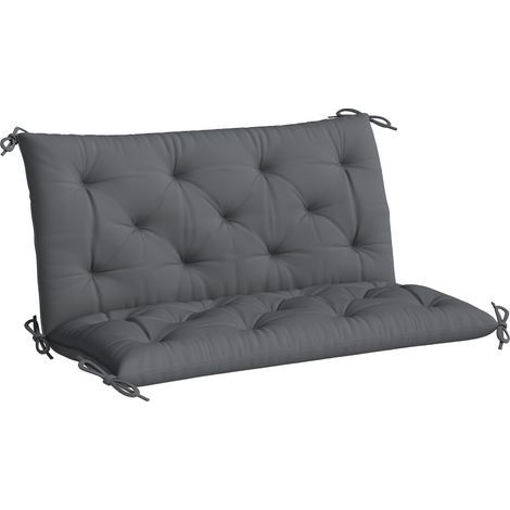 Coussin de banc hydrofuge, coussin d'assise, coussin de dossier, 100 x 98 x 8 cm, gris foncé, pour bancs de jardin et balancelles de style Hollywood (1/5)