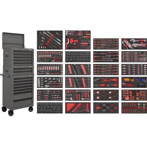Sealey SPTCOMBO3G Superline PRO Tool Chest Combination 14 Drawer with 447pc Tool Kit - Grey