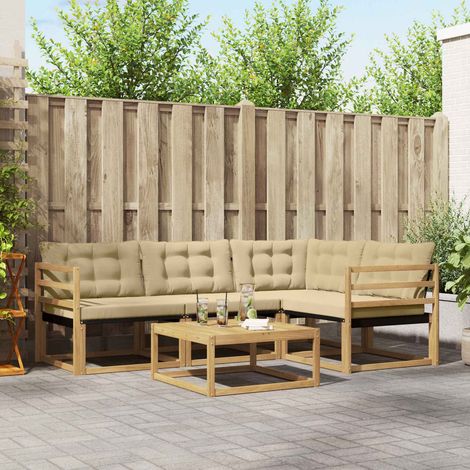 vidaXL Ensemble de canapés d'extérieur 5 pcs Blanc et Beige