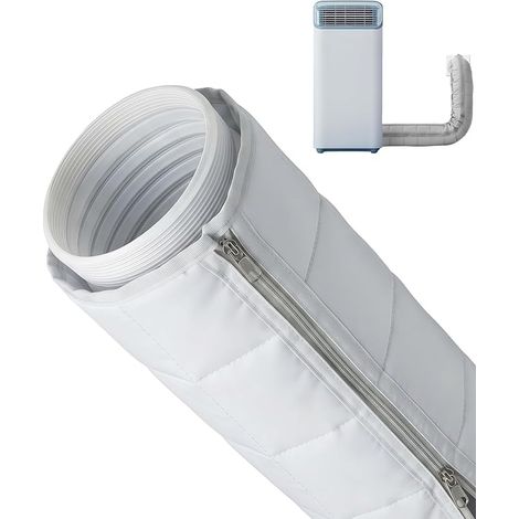 Copertura per tubo flessibile del condizionatore portatile 150x55 cm, copertura isolante con cerniera, manicotto resistente al calore per condotti di scarico dell'aria da 5,1/5,9 pollici (1/5)