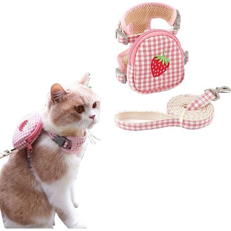 Harnais pour chat, harnais réglable avec laisse, harnais pour chat, sac à dos anti-fuite, harnais pour promenade en plein air (1/5)