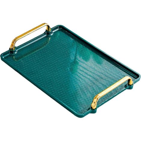 Serviertablett mit Griff, Teetablett, Kosmetiktablett, Tablett für den Couchtisch, Tablett für Desserts, Gästezimmer, Schlafzimmer-green medium (1/5)