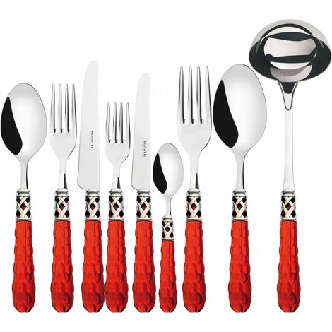 BOHEMIA Ghiera Cromata, Posate Set 75 Pz, Scatola Legno Wengè, Casa Bugatti - Colore: Rosso (1/2)
