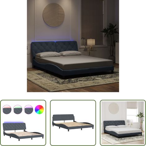 LED-Leuchten - Bettgestell mit LED ohne Matratze Dunkelgrau 160x200 cm Samt (1/5)