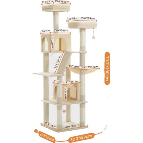 Arbre à chat, design multi-niveaux, caractéristiques interactives, AMT0239BG, XL (1/2)