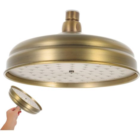 Pommeau de douche type pluie rétro en cuivre doré (1/5)