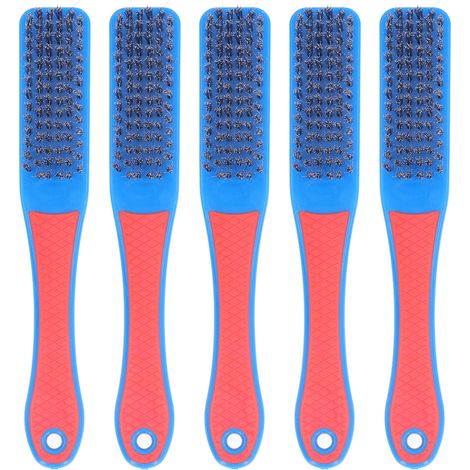 Brosse métallique, poils en acier inoxydable, poignée en Silicone, outil de nettoyage pour le travail du bois, 5 pièces (1/5)