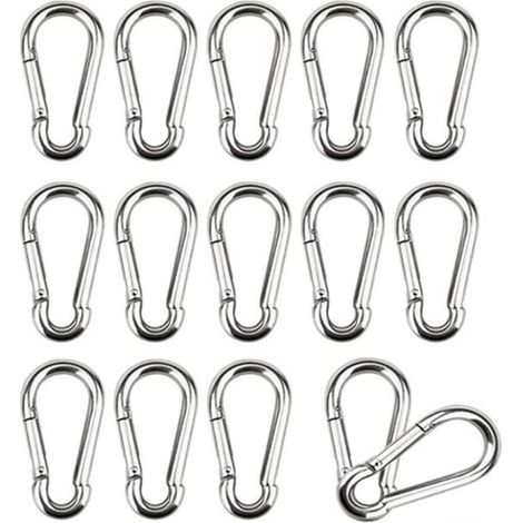Moschettoni a molla in acciaio inox 304 – Confezione da 16, dimensioni 40 × 4 mm, fissaggio sicuro per sospensioni