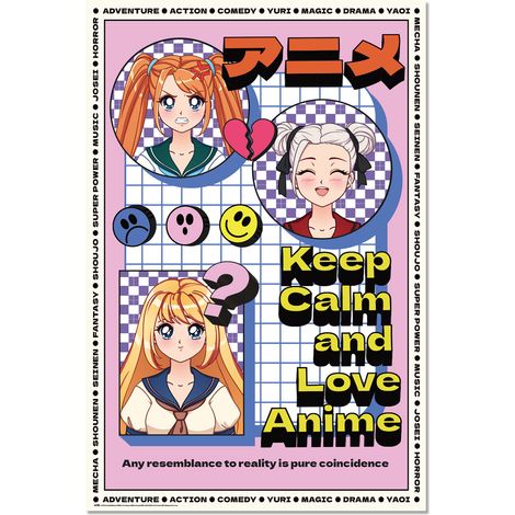 Gruppo di Erik - Poster anime "Keep Calm and Love" - Lamina decorativa "Keep Calm" / Poster "Keep Calm" - Decorazioni anime, poster anime