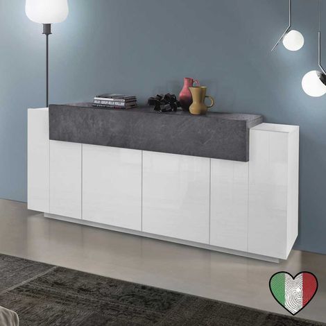 Credenza Moderna 4 ante 1 cassetto - Grigio Piombo - Corona (1/2)