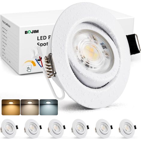 Spot LED Encastrable Noir Dimmable 220V, 7W Spot Salle de Bain IP44, Trou 68mm - 80mm, Blanc Chaud/Neutre/Froid, Spots de Plafond Extra Plat pour Cuisine Chambre Salon, Lot de 10 (1/5)