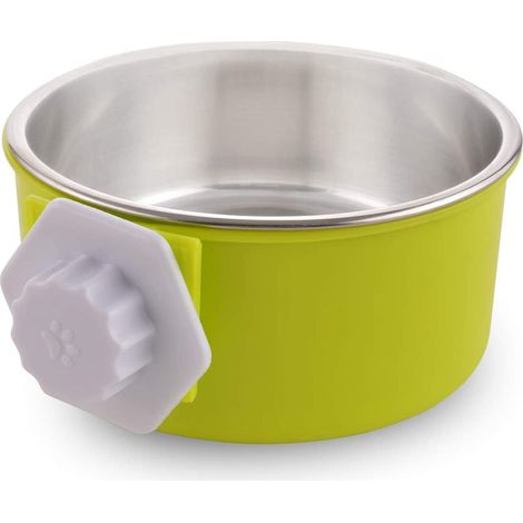 Gamelle amovible en acier inoxydable pour chien de cage, avec gamelle pour eau et nourriture. (1/5)