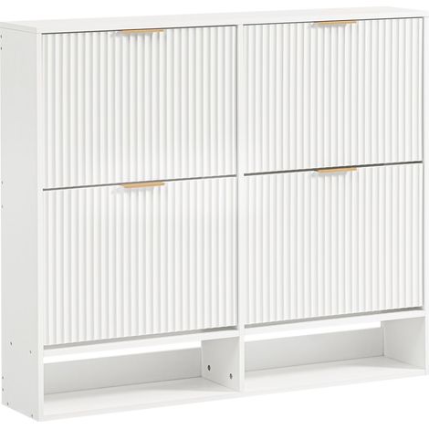 ELVMI Mueble zapatero con estantes regulables, compartimento abierto y sistema antivuelco, MDF blanco, 120 x 24 x 102 cm (1/5)