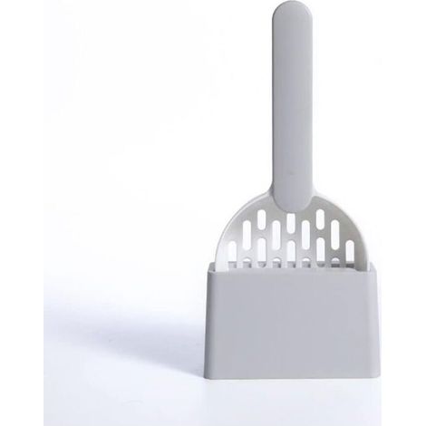 Pelle à litière grise pour chat – Outil de nettoyage en plastique ABS de haute qualité – Durable et facile à nettoyer – 1 pièce (avec base) (1/5)