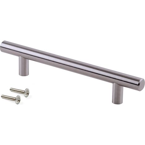 Poignée de meuble Emuca Orlando, L336mm, entraxe 256mm, Acier, Nickel Satiné