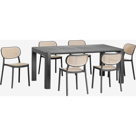 Set tavolo rettangolare Arnadine (180x100 cm) e 6 sedie da pranzo impilabili Omara SKLUM            