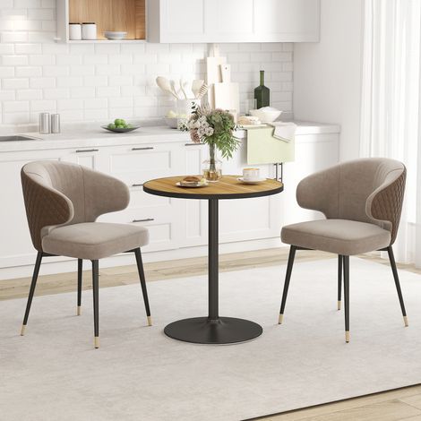 Runder Esstisch, Eichenholzoptik, kompaktes Design, für 2-4 Personen, Eiche