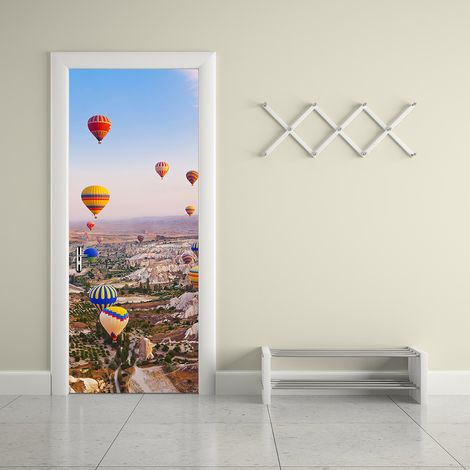 3D-Heißluftballon-Türaufkleber, 30,3" x 78,7" (77 x 200 cm), zum Abziehen und Aufkleben