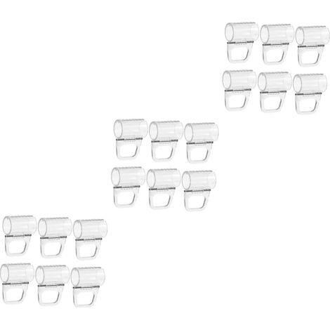 18 clips de store, transparents, ABS, 5,10x2,20x2,00 cm, pour tringle 20 mm, installation facile